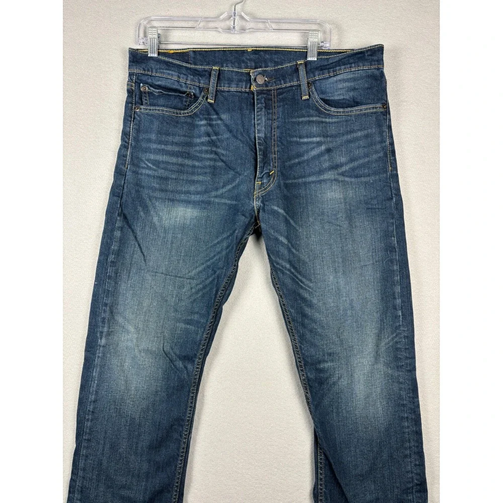 Levi's 513 Slim Straight Jeans Mens 36x32 Blue Medium Wash Stretch Denim